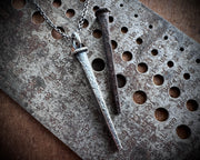 ghost town square cut nail necklace pendant - sterling silver pendulum jewelry