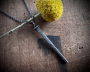 ghost town square cut nail necklace pendant - sterling silver pendulum jewelry