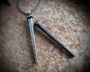 ghost town square cut nail necklace pendant - sterling silver pendulum jewelry