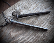 ghost town square cut nail necklace pendant - sterling silver pendulum jewelry
