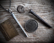 ghost town square cut nail necklace pendant - sterling silver pendulum jewelry