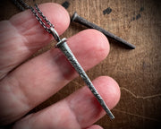 ghost town square cut nail necklace pendant - sterling silver pendulum jewelry