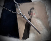ghost town square cut nail necklace pendant - sterling silver pendulum jewelry