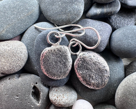beach pebble earrings in sterling silver
