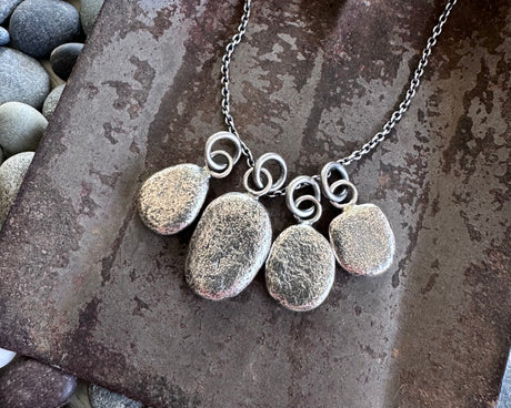 beach pebble necklace pendant in sterling silver
