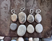 beach pebble necklace pendant in sterling silver