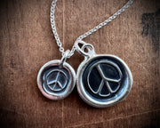 small peace sign wax seal necklace pendant - nostalgic wax seal jewelry