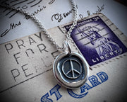 small peace sign wax seal necklace pendant - nostalgic wax seal jewelry