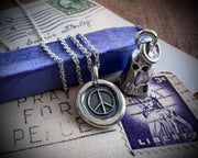 small peace sign wax seal necklace pendant - nostalgic wax seal jewelry