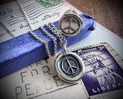 small peace sign wax seal necklace pendant - nostalgic wax seal jewelry