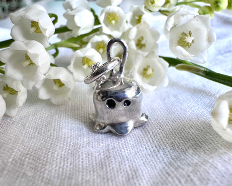 lily of the valley ghost necklace charm - ghost jewelry