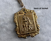 large Victorian lovers swivel locket with tintype photo - antique jewelry