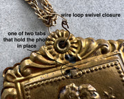 large Victorian lovers swivel locket with tintype photo - antique jewelry