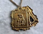 large Victorian lovers swivel locket with tintype photo - antique jewelry