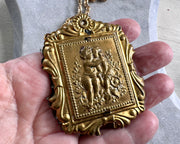 large Victorian lovers swivel locket with tintype photo - antique jewelry