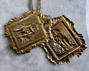 large Victorian lovers swivel locket with tintype photo - antique jewelry