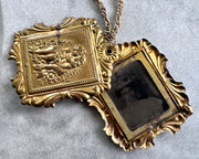 large Victorian lovers swivel locket with tintype photo - antique jewelry
