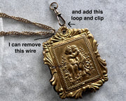 large Victorian lovers swivel locket with tintype photo - antique jewelry