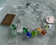 sea glass charm necklace pendant - multi color sea glass jewelry