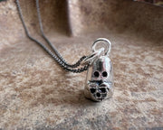 ghost necklace charm - ghost holding a skull heart - Halloween jewelry