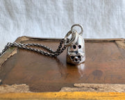 ghost necklace charm - ghost holding a skull heart - Halloween jewelry