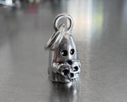 ghost necklace charm - ghost holding a skull heart - Halloween jewelry