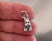 ghost necklace charm - ghost holding a skull heart - Halloween jewelry