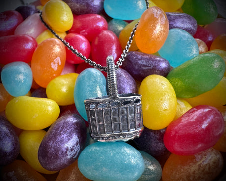 spider web basket necklace pendant - whimsical jewelry
