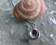 spiral shell necklace pendant in sterling silver - organic puka spiral jewelry