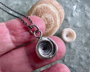 spiral shell necklace pendant in sterling silver - organic puka spiral jewelry