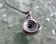 spiral shell necklace pendant in sterling silver - organic puka spiral jewelry