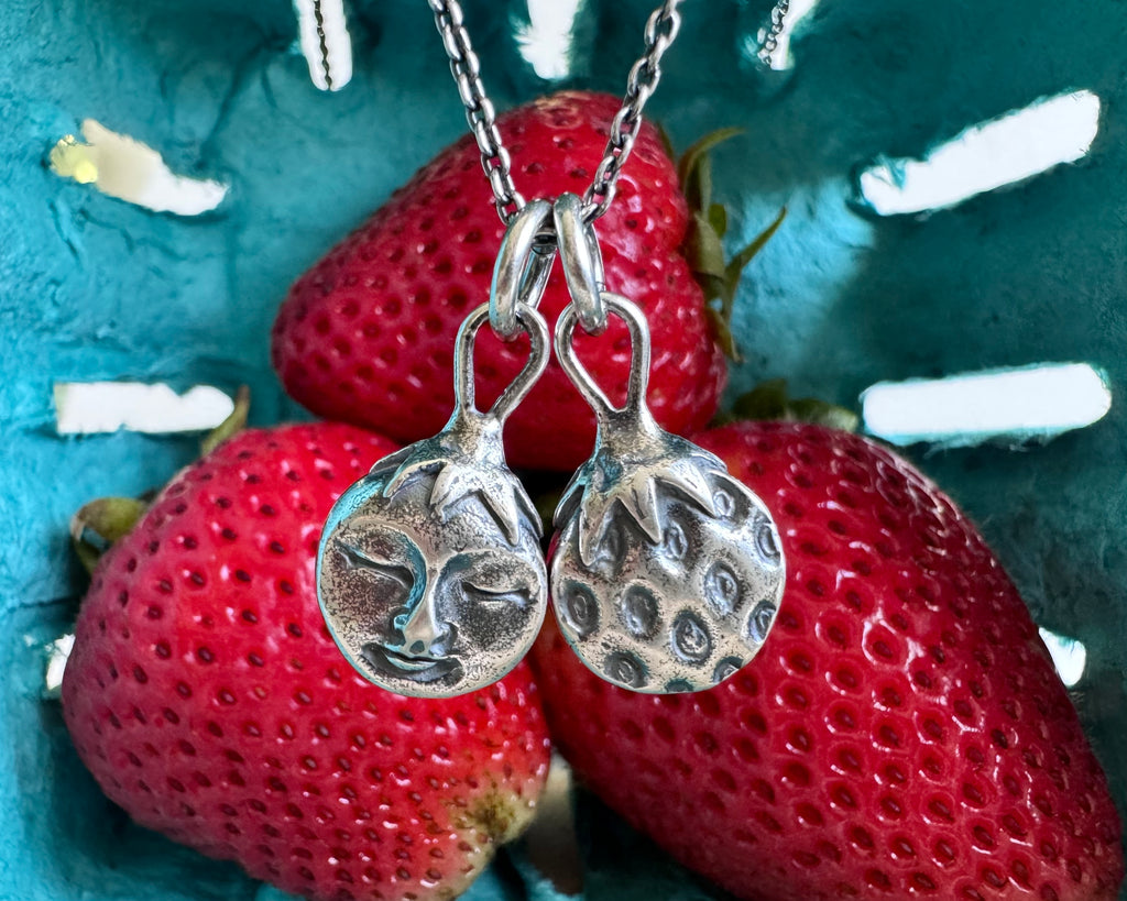 Strawberry Moon necklace pendant ... sterling silver celestial full moon jewelry