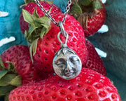 Strawberry Moon necklace pendant ... sterling silver celestial full moon jewelry