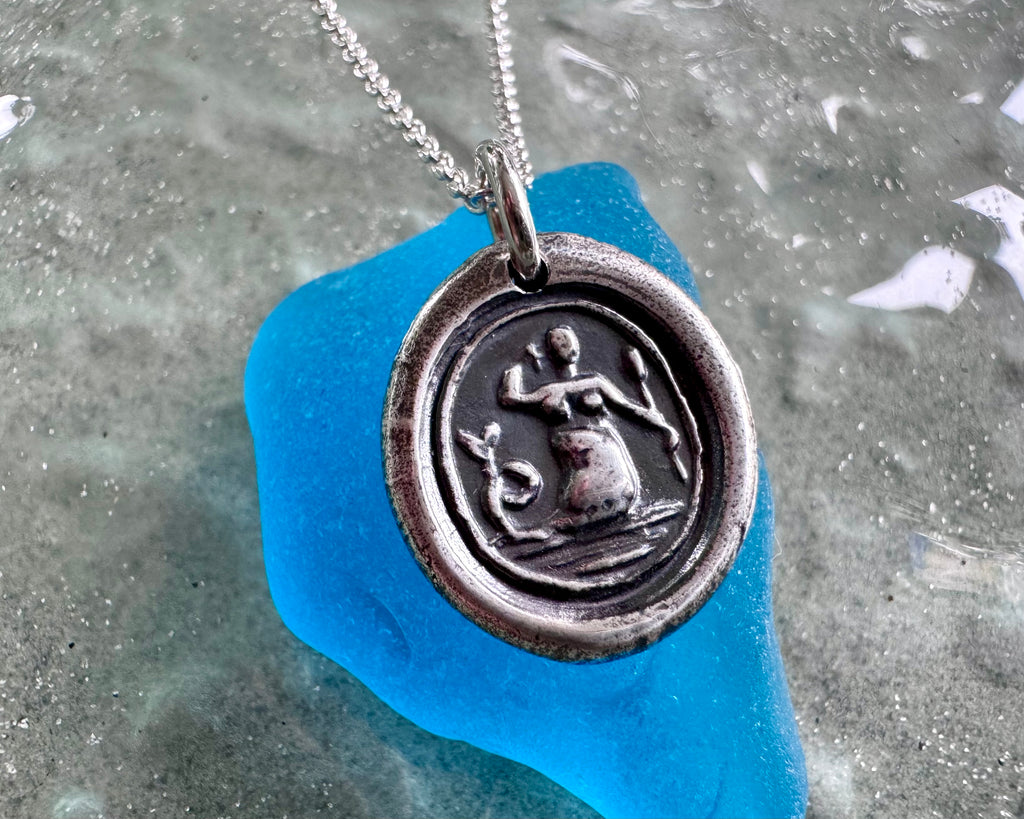 mermaid wax seal necklace - wax seal jewelry