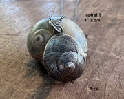 moon snail spiral necklace pendants in sterling silver