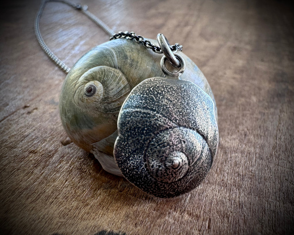 moon snail spiral necklace pendants in sterling silver