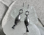 silver rock weed earrings