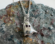 ghost necklace charm - little BOO - ghost Halloween jewelry