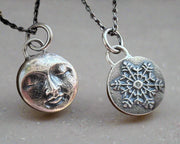 Snow Moon necklace pendant ... reversible sterling silver celestial jewelry