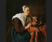 woman smoking clay pipe