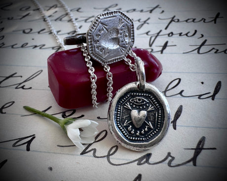 bleeding heart wax seal necklace - wax seal jewelry