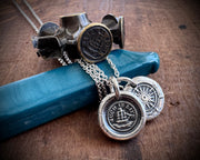 ship and compass wax seal necklace - such is life - wax seal jewelry