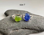 lime green sea glass ring