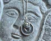 skull and wings wax seal necklace