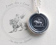 cupid riding lion wax seal necklace