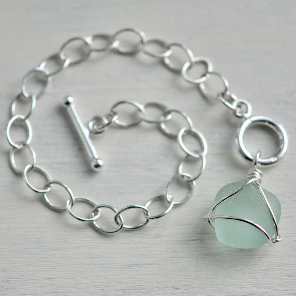 sea glass charm bracelet