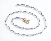 oxidized silver chain with bronze snake hook clasp