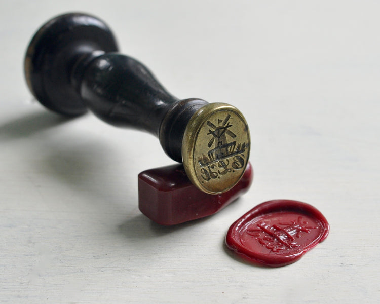 5-1/2 Wax Seal Kit in Wooden Box - Antique Vintage Style Writing  Accessories - Schooner Bay Company