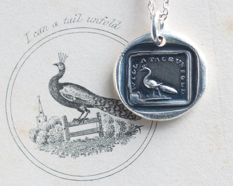 peacock wax seal necklace