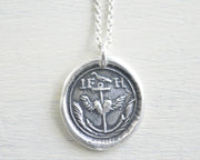 anchor and winged heart wax seal pendant